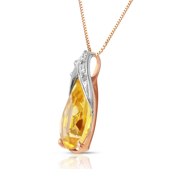 Galaxy Gold Products Jewelry - 14K. SOLID GOLD NECKLACE WITH NATURAL CITRINE